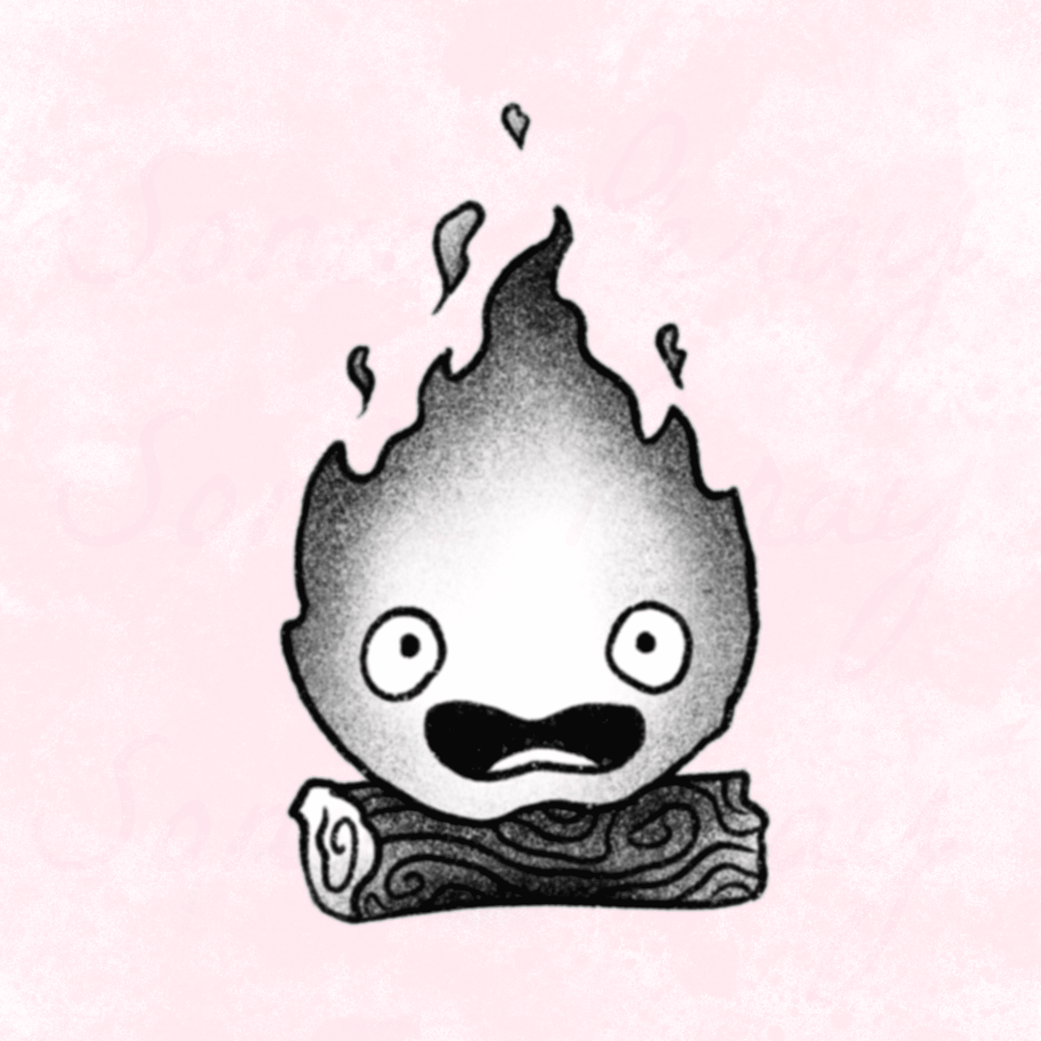 flash tattoo anime ghibli calcifer du chateau ambulant